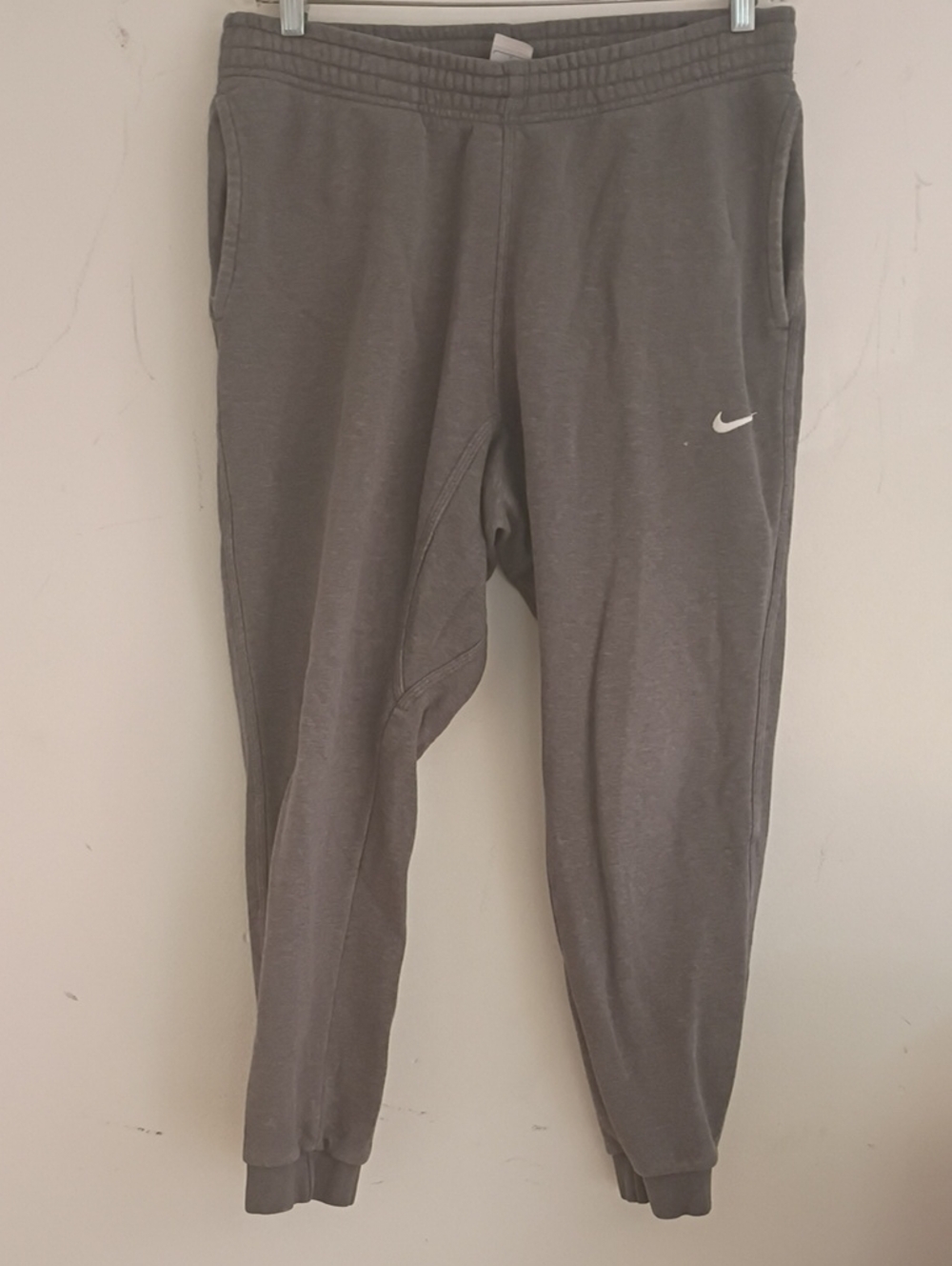 Nike Kids Charcoal Gray Fleece Joggers with White Swoosh
